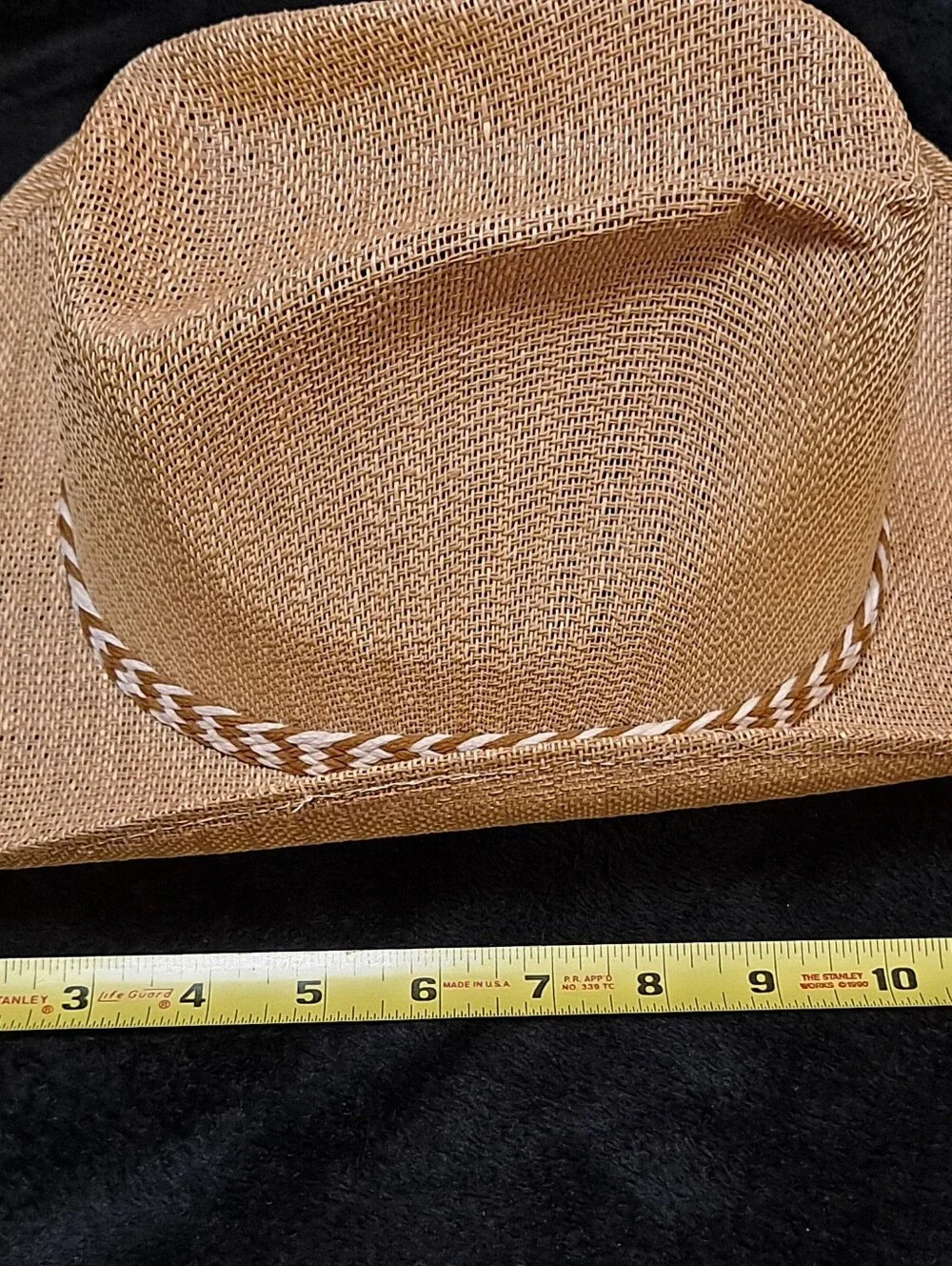 Maral Tan Straw Cowboy Hat with White-and-Tan Braided Band 6 7/8 Narrow